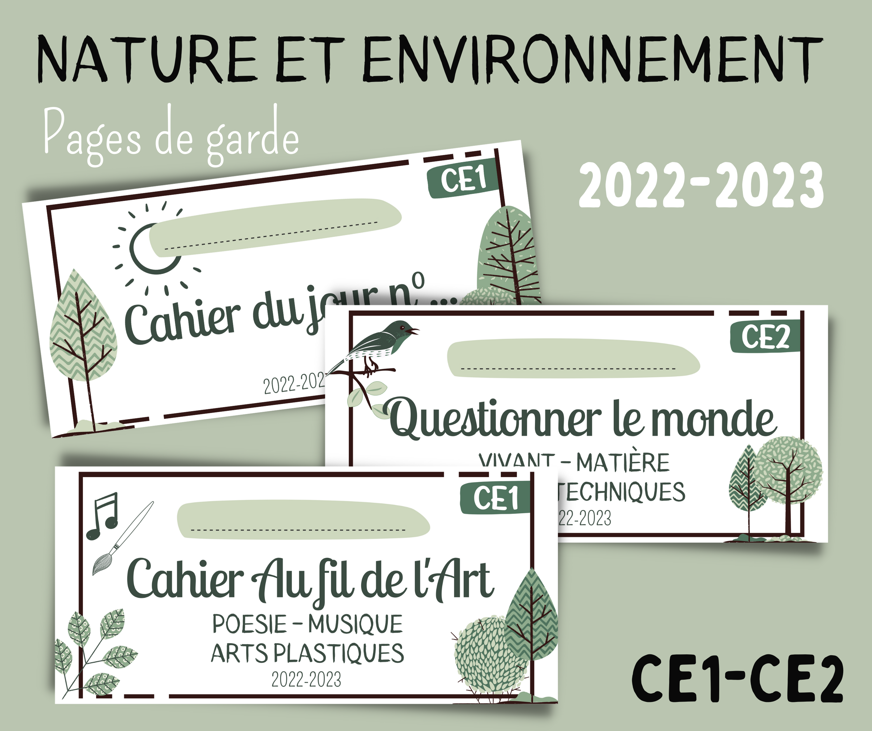 Page De Garde Ce2 2023 2022-2023 - Projet Nature et environnement - La classe de Vivi